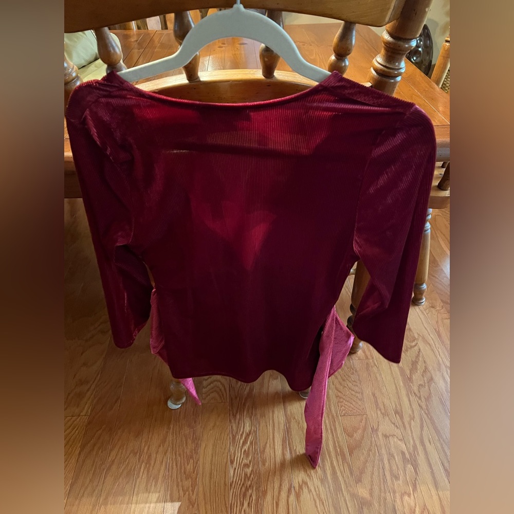 Express One Eleven Maroon Ribbed Top - Picture 2 of 4